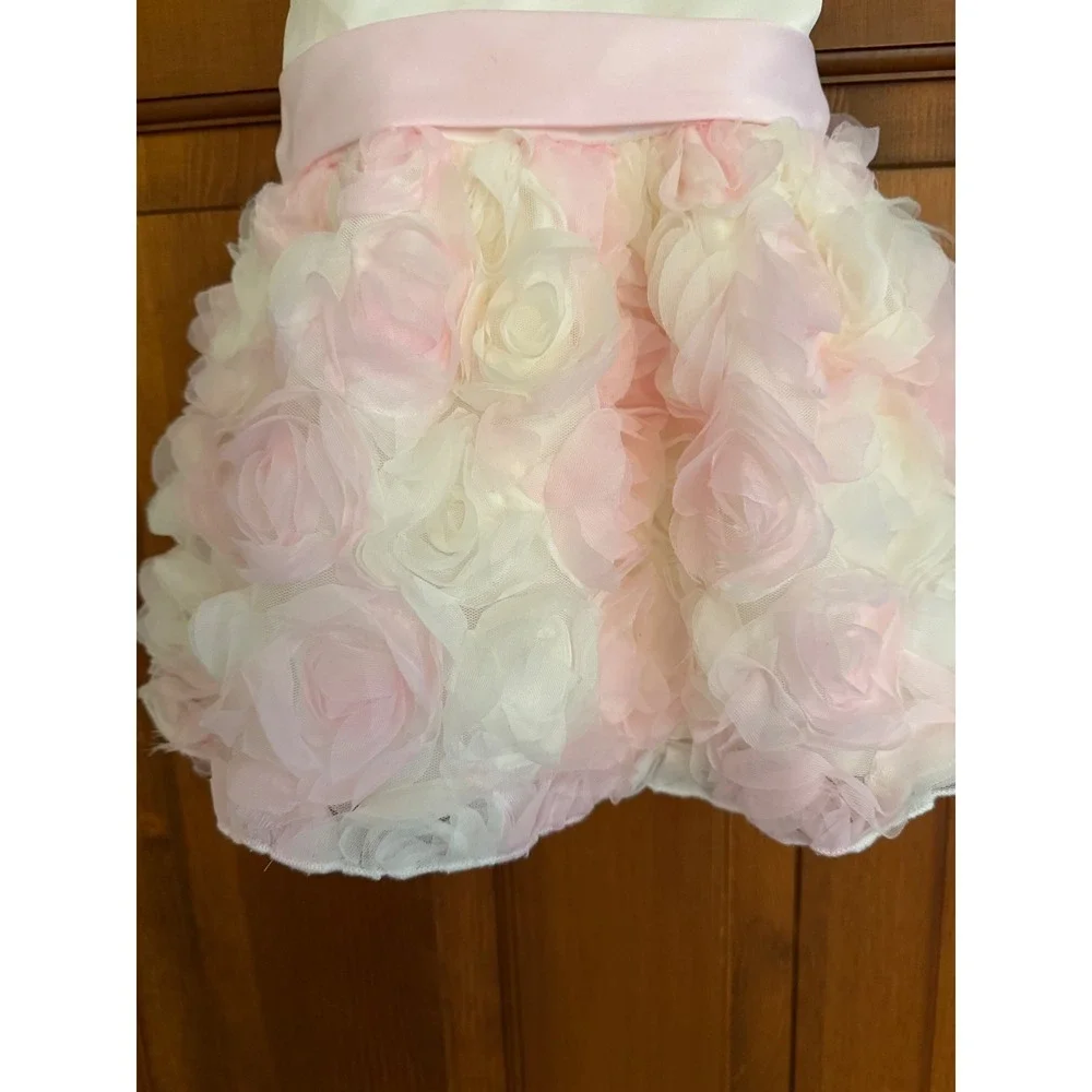 American Princess‎ Baby Rosette Tulle Dress Toddler 12 Months Cream/Pink Party